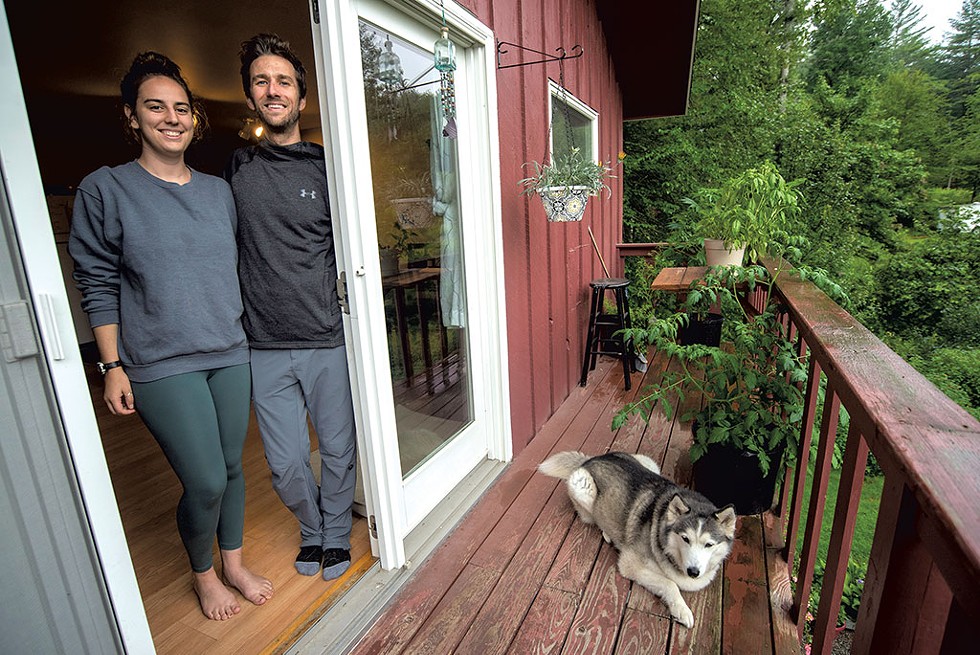 Miquelle Thurber, Kyle Tatsak and their dog, Cali - JEB WALLACE-BRODEUR