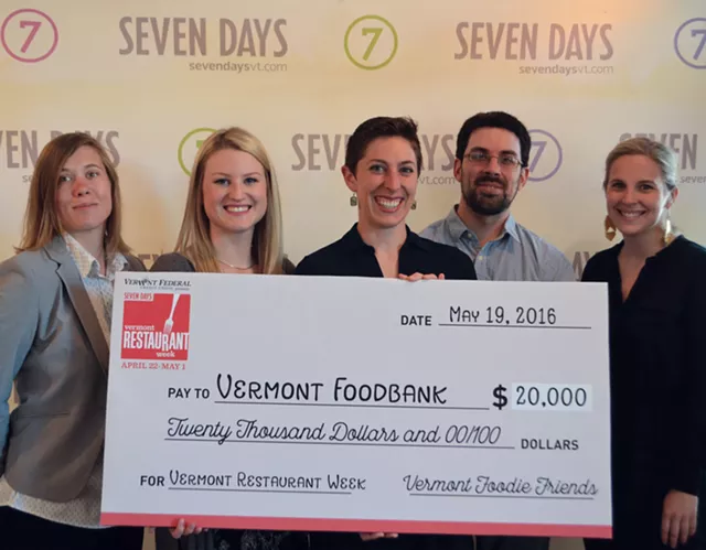 Vermont Restaurant Week Donates $20,000 to the Vermont Foodbank
