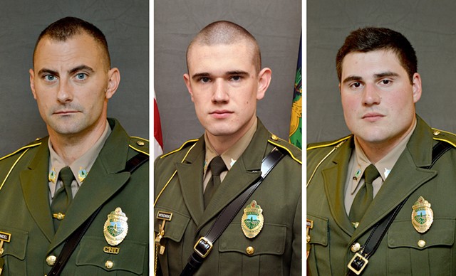From left: David Pfindel, Raymond Witkowski and Shawn Sommers - VERMONT STATE POLICE