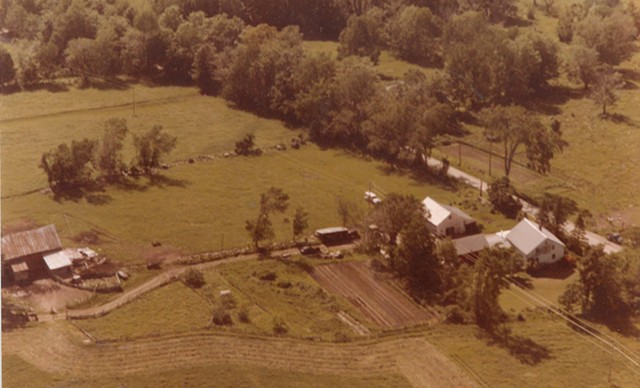 Aerial view of the Hinesburg farm on June 14, 1979, minutes before the plane crashed in to the trees below - COURTESY OF PHIL GIANELLI