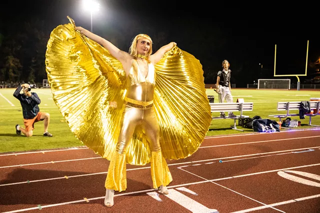 Performers in Drag Shine at Burlington High School Halftime Ball