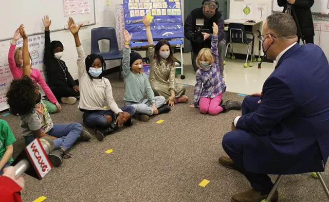 U.S. Education Chief Swings By Burlington Schools, Vaccine Clinic (4)