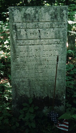 1999 photo of Zachariah Bassett's original marble headstone, reported stolen in May 2011 - COURTESY OF ARON GARCEAU/FINDAGRAVE.COM