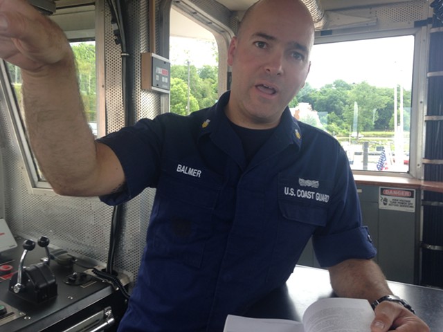 Jason Balmer, petty officer first class, at the U.S. Coast Guard Station in Burlington. - MOLLY WALSH