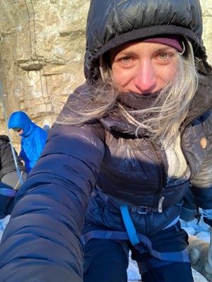 Emilie Stigliani on a cold Vermont adventure in January - COURTESY