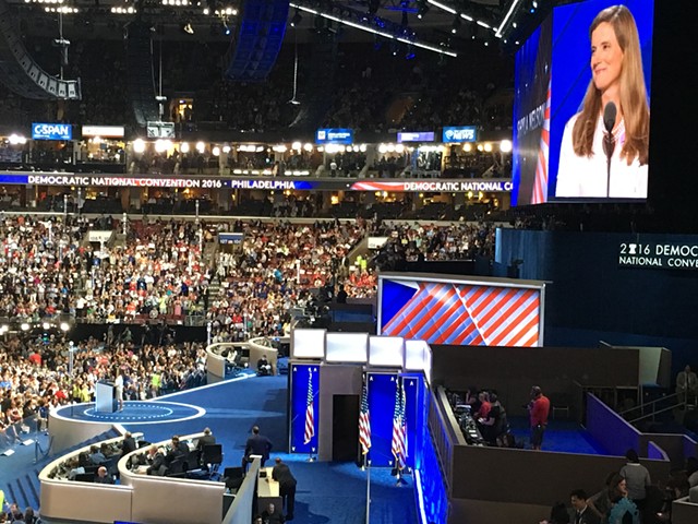 Shyla Nelson seconds Sen. Bernie Sanders' presidential nomination Tuesday at the Democratic National Convention in Philadelphia. - PAUL HEINTZ