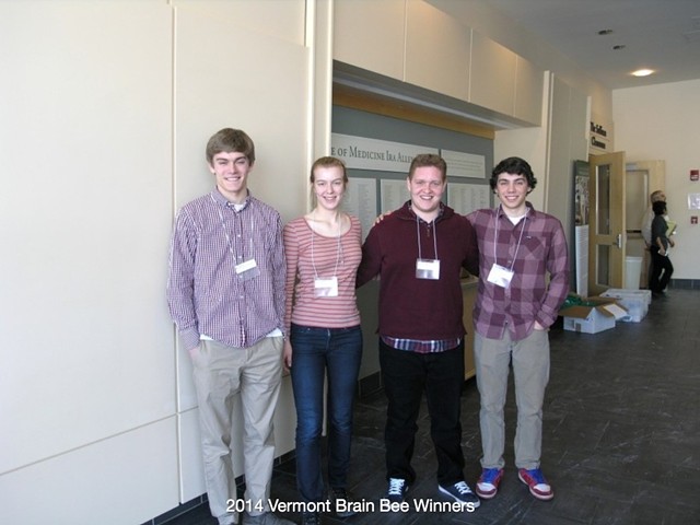 Winners of the 2014 Vermont Brain Bee - COURTESY OF THE VERMONT BRAIN BEE