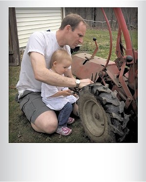 Eloise Luce &ldquo;helping&rdquo; dad, Craig Luce, with the tillerlast month. Submitted by Morgan Luce, Underhill.
