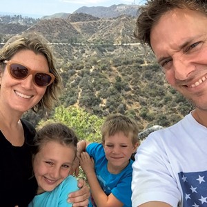 A family photo at the top of L.A.'s Griffith Park