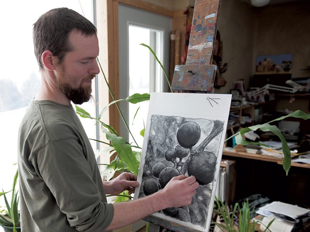 Neddo draws with charcoal he made from wild grapevine - COURTESY OF SUSAN TEARE