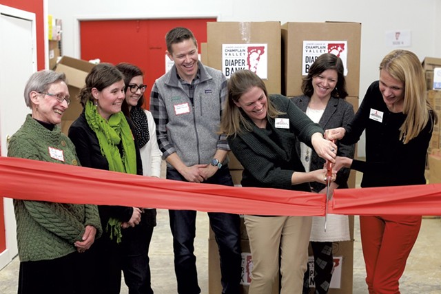 The March 7 ribbon-cutting ceremony for the Junior League of Champlain Valley's new diaper bank
