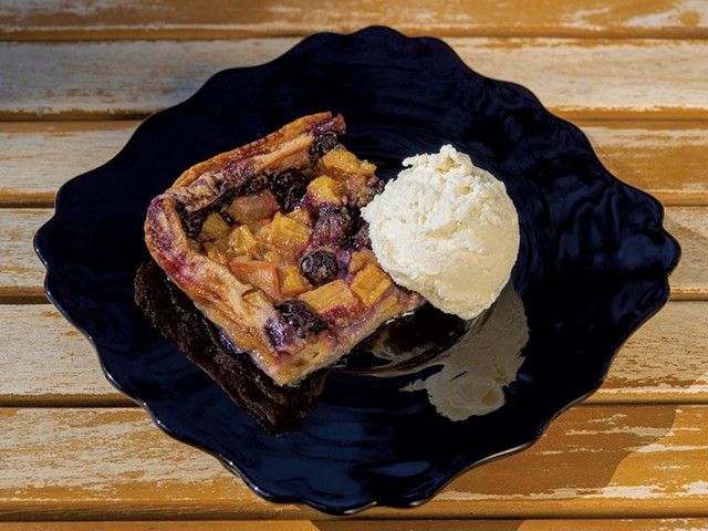 Blueberry-Rhubarb Clafoutis - ANDY BRUMBAUGH