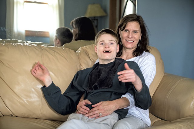 Kathleen O'Brien with her son Christopher Demeritt at their home in South Burlington - DARIA BISHOP