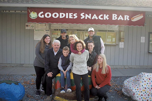 The Goodman family, including Steve (second from left) and Cindy Goodman (center front), founders of Goodies Snack Bar - COURTESY