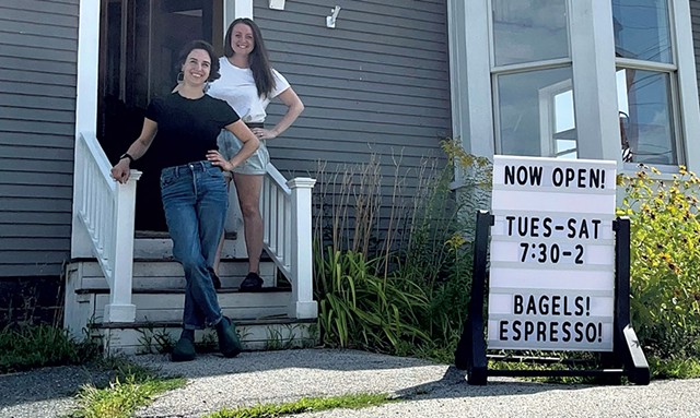 Chelsie Brown (left) and Kim Manning in front of Wee Bird Bagel Caf&eacute; - COURTESY