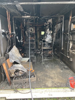 Inside the damaged container - COURTESY SOUTH BURLINGTON FIRE DEPARTMENT