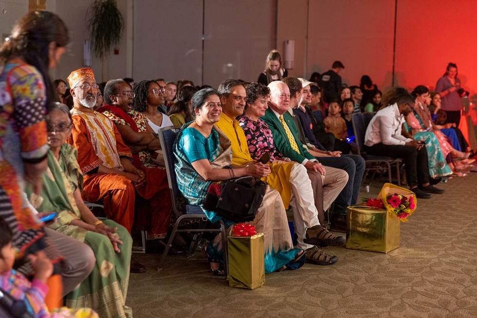 Suresh Garimella and his wife, Lakshmi, attending a Diwali event in October - JAMES BUCK