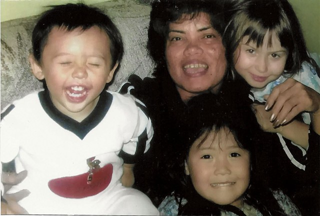 Marilou and grandkids (from left) Dominique and Victoria Cruz and Emily Whitehill in the early 2000s - COURTESY