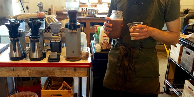 Iced maple mocha in the works at Blank Page Café - JULIA CLANCY