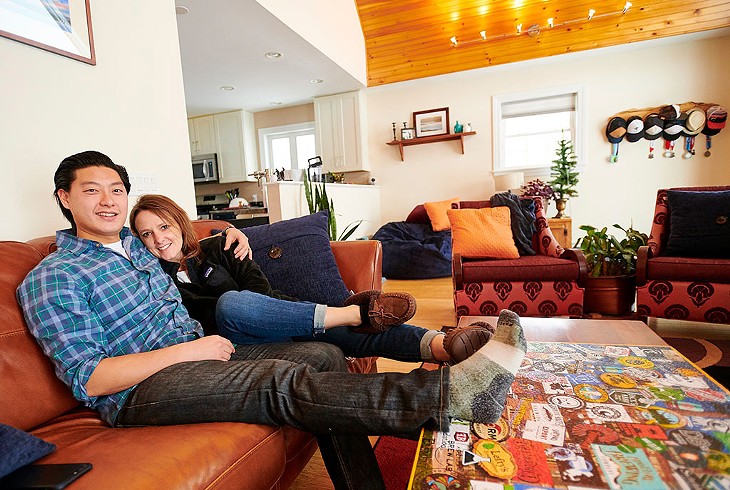 Chris and Jenn Bergeron at their home in Bristol - BEAR CIERI