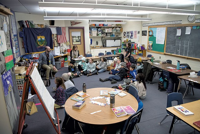 Fourth graders learning in an overcrowded classroom at Rick Marcotte Central School - DARIA BISHOP