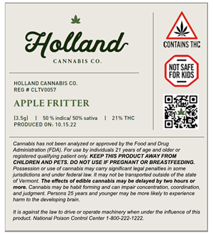 A label for Holland Cannabis' "Apple Fritter" strain - COURTESY
