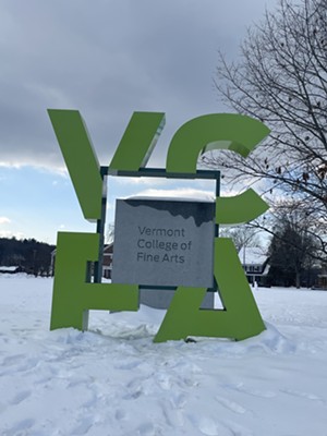 VCFA sign at the corner of the green - COURTESY OF KIM HUBBARD