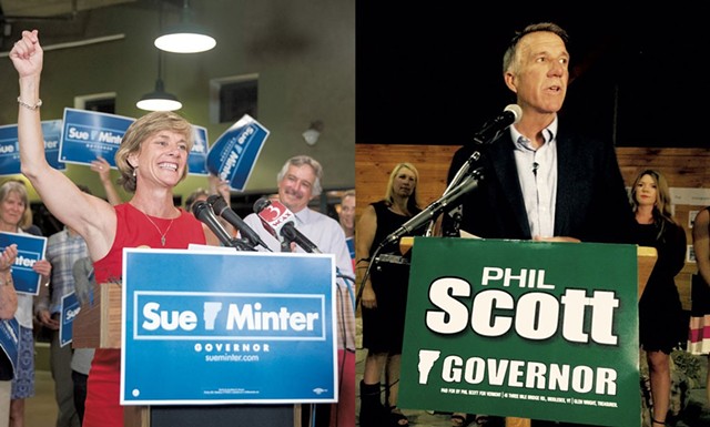 Sue Minter and Phil Scott are in a dead heat, the new poll shows. - FILE