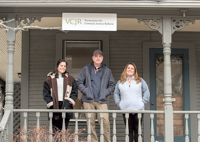 From left: Monika Rivero, client services coordinator; Tom Dalton, executive director; and Jess Kirby, director of client services for Vermonters for Criminal Justice Reform - DARIA BISHOP