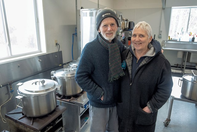Sjon and Elysha Welters, founders of Rhapsody Natural Foods, in a production kitchen in Cabot - JEB WALLACE-BRODEUR