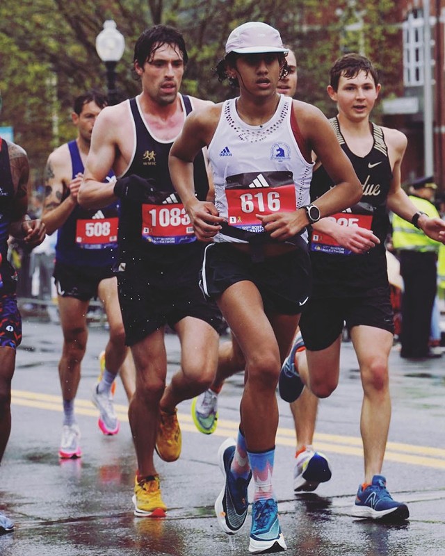 Kae Ravichandran at the Boston Marathon - COURTESY OF MARATHONFOTO