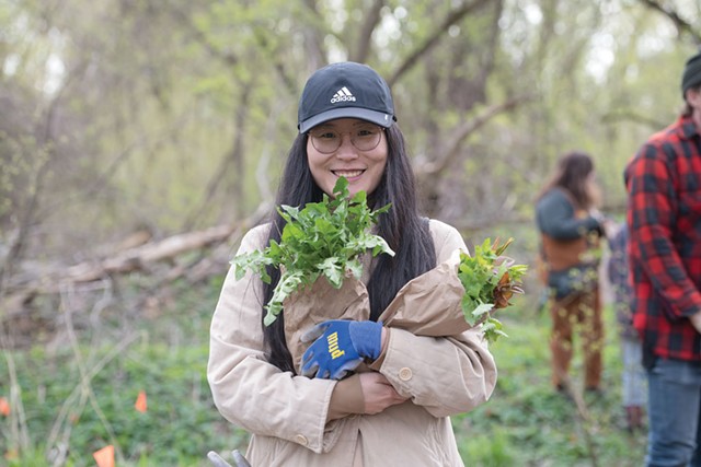 Menghan Wang of Montpelier showing her freshly foraged bounty - DARIA BISHOP