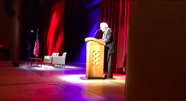 Sen. Bernie Sanders (I-Vt.) speaking Wednesday at George Washington University - VIDEO SCREENSHOT