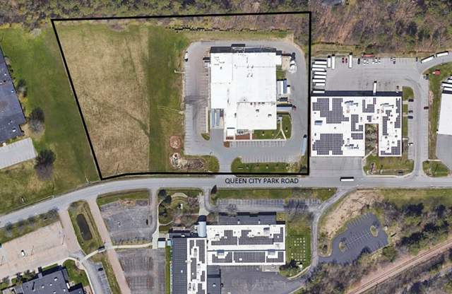 An overhead shot of the Rhino building and the space for the proposed addition - COURTESY OF CHAMPLAIN CONSULTING ENGINEERS