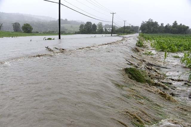 Flood water covering River Road in Berlin on Monday morning - JEB WALLACE-BRODEUR
