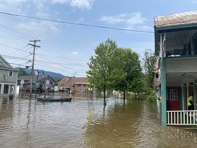 Flooding along Lower Main Street in Johnson - RACHEL HELLMAN ©️ SEVEN DAYS