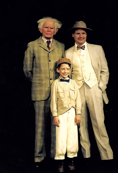 Bill Blachly (left) with his son Tom and grandson Adam in a production of Our Town in the early 2000s - COURTESY OF UNADILLA THEATER