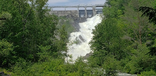 Water being released from behind the Waterbury Dam on Thursday - KEVIN MCCALLUM ©️ SEVEN DAYS