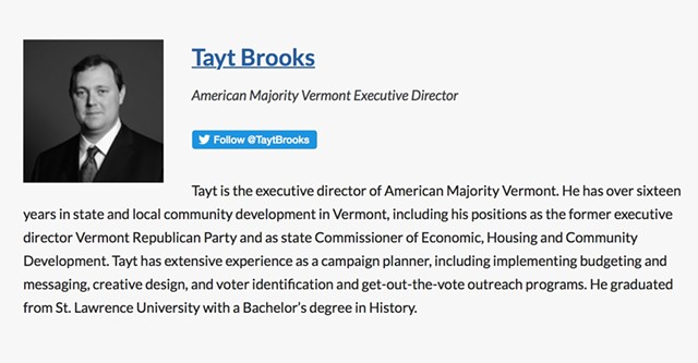 Tayt Brooks’ biography on American Majority’s website - SCREENSHOT