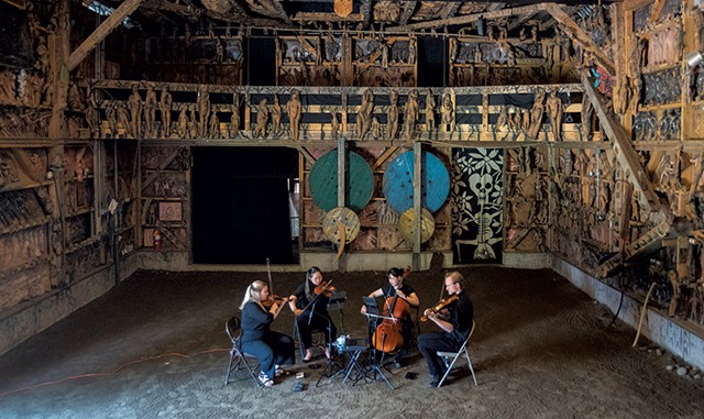 The Kompass Quartet performing Grosse Fuge at Bread and Puppet Theater's Paper M&acirc;ch&eacute; Cathedral - JEB WALLACE-BRODEUR