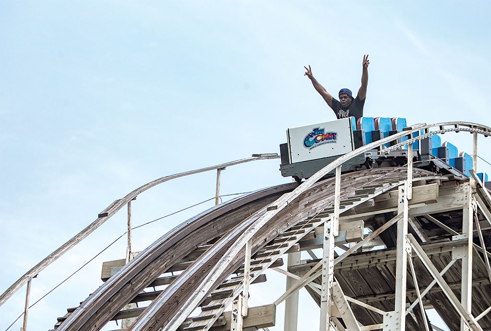 Urian Hackney riding the Comet at Six Flags Great Escape - LUKE AWTRY