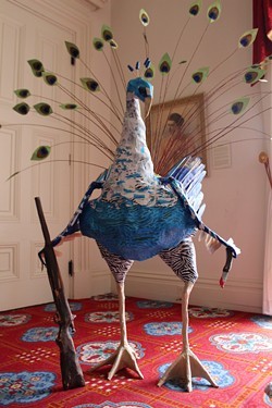 Detail of "P-cock went hunting (peacock and buck)" by Katie Hunt - PAUL HEINTZ