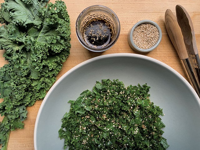 Massaged kale salad made with Lesbian Kale Sauce - MELISSA PASANEN ©️ SEVEN DAYS