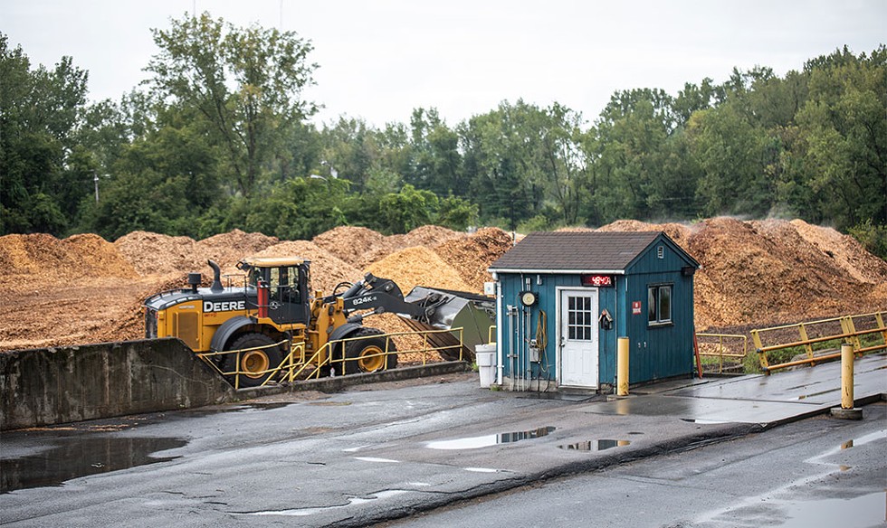 The wood chip pile at the McNeil Generating Station - LUKE AWTRY