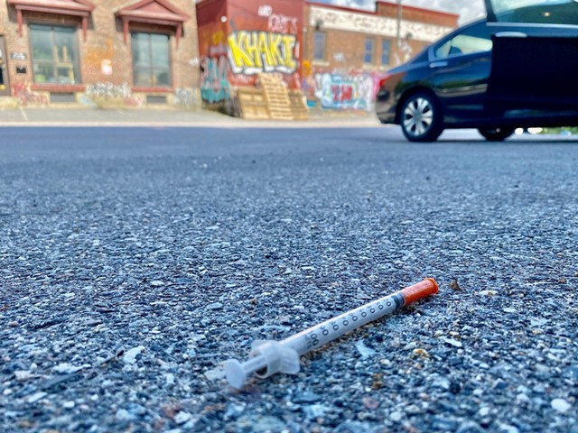 A needle left on a Burlington street - FILE: DEREK BROUWER ©️ SEVEN DAYS