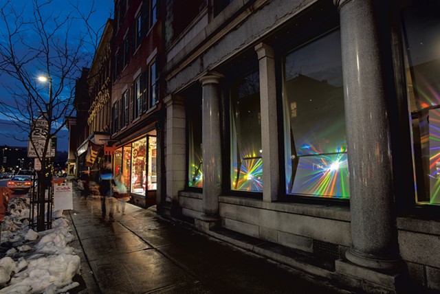 Lighting installation by Chris Jeffrey at the corner of State and Main streets; - KEVIN GODDARD