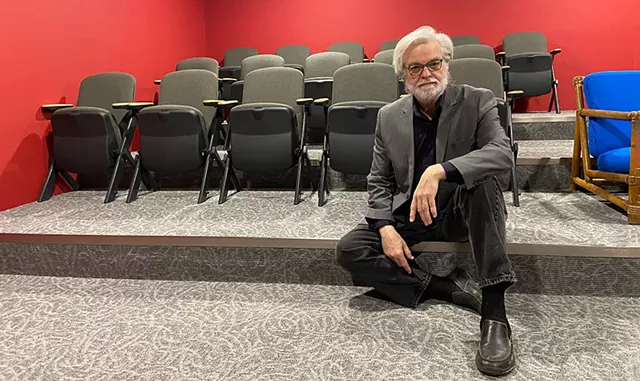 Steve McQueen in VTIFF's new screening room - Erik Eskilsen