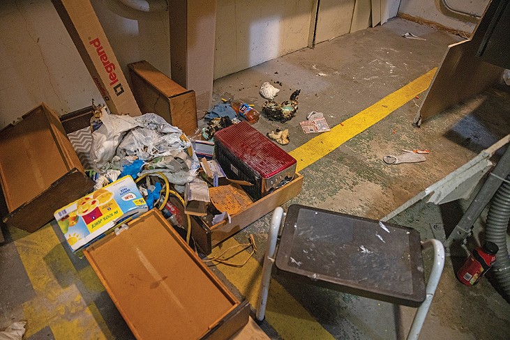 Trash left behind by visitors who started a small fire in the electrical room - JAMES BUCK