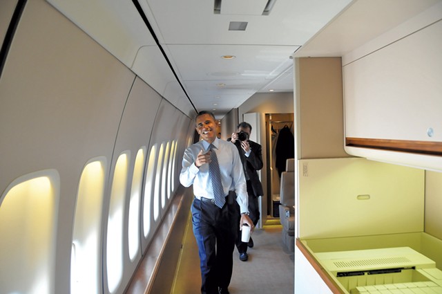 President Barack Obama on Air Force One - COURTESY