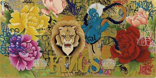 "Invincible Kings of This Mad Mad World" by Gajin Fujita - COURTESY OF THE ARTIST AND L.A. LOUVER/HOOD MUSEUM